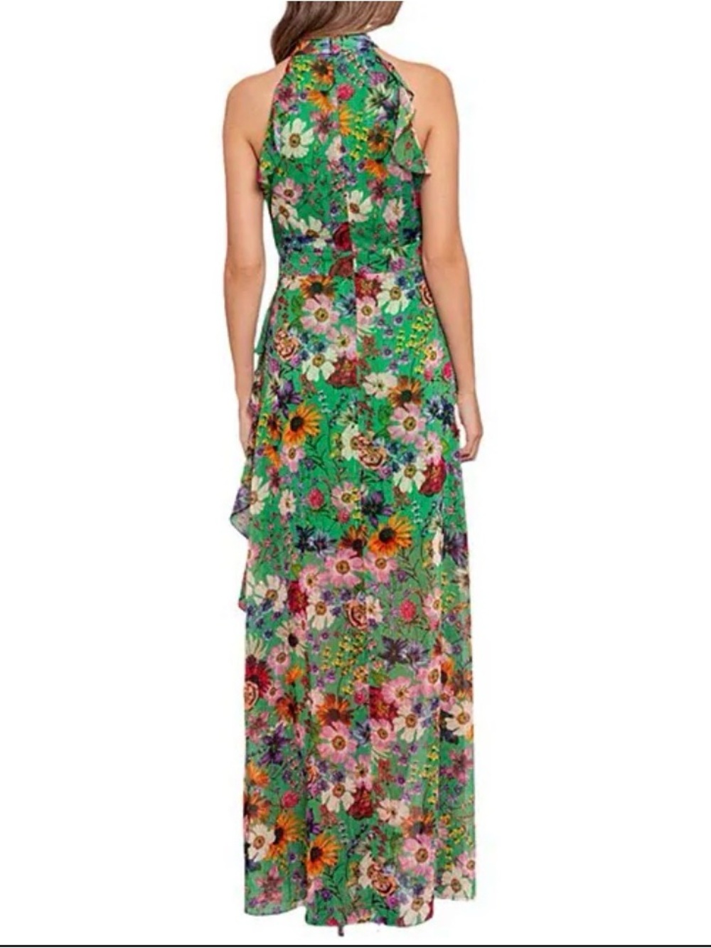 Betsy & Adam Green Floral Ruffle Halter Maxi Dress - Picture 5 of 14